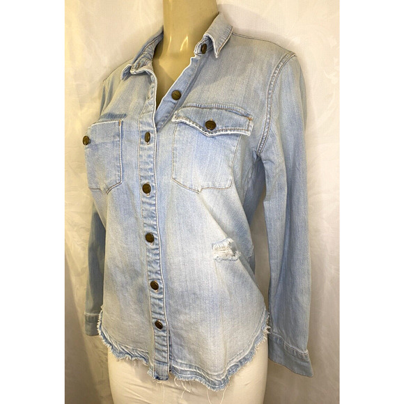 Current Elliott Released Hem Desert Western Button Up Distressed Shirt D… - Picture 4 of 7